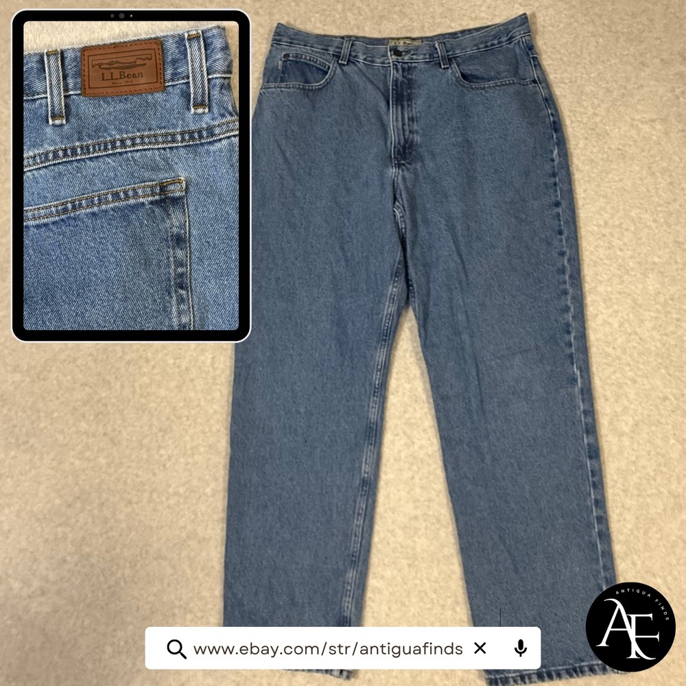 LL Bean Mens Classic Fit Jeans Medium Wash 100% Cotton 36x29 Item 220626